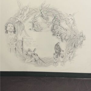 Christian Religious Art Print Jesus Nativity Crucifixion John 3:16 Signed